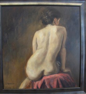 sittende,bakfra beskåret